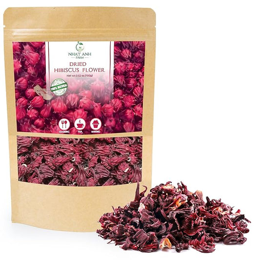 NhatAnhFarm, Dried Hibiscus. 100gr Natural Dried Hibiscus, 100% Natural & Pure, Sugar/Caffeine/Gluten Free. The Perfect Ingredient For Making Tea, Baking, And Effective Deodorizing
