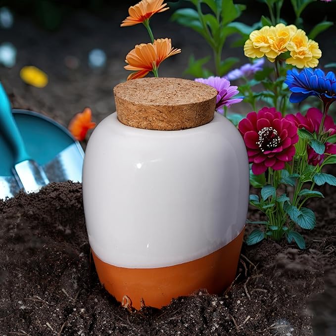 Plant Self Watering Globes - Terracotta Watering Spikes - Slow Release Olla Pots - Holds 16 oz - Drip Irrigiation Olla System