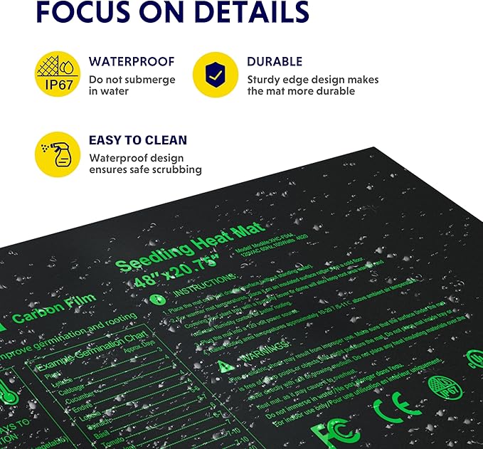 iPower 48" x 20.75" Seeding Heat Mat 2 Pack, Durable Waterproof Warm Hydroponic Plant Germination Starting Pad