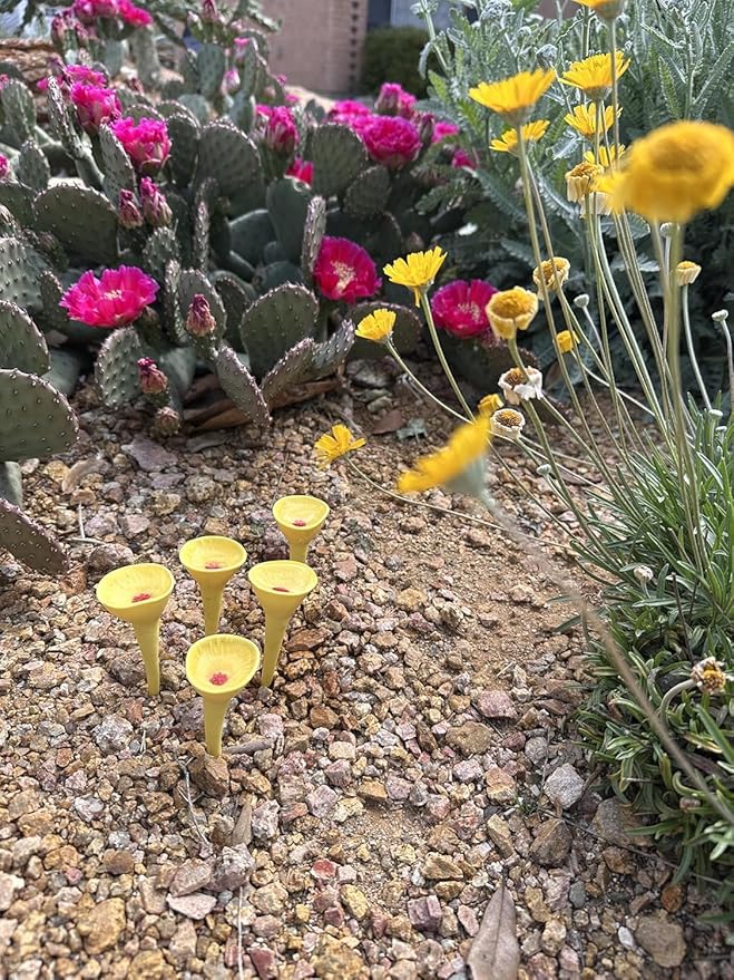 5 Pack, Bee Watering Station, 100% Handmade Porcelain, Bee and Butterfly Feeder for Garden, Outdoor Feeder for Thirsty Pollinators, Plastic Free, Bee Attracting Glaze (5, Bees Knees Yellow)