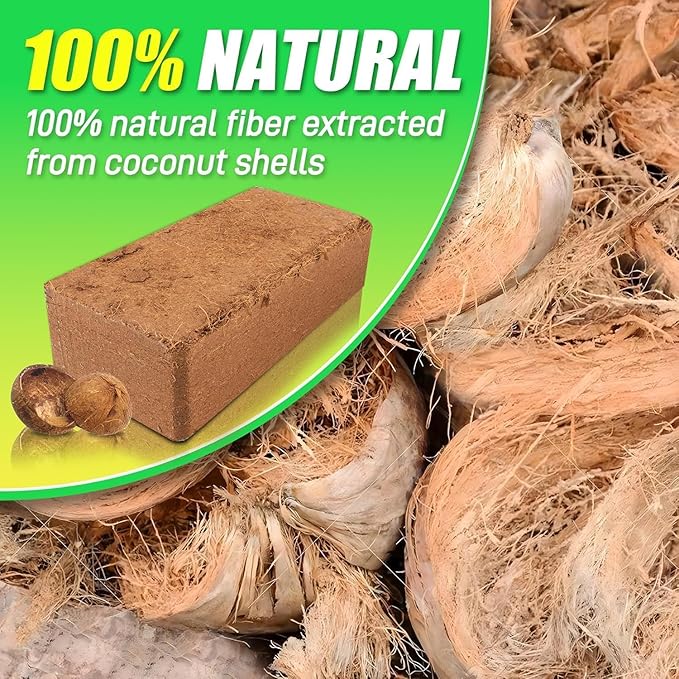 Coco Coir Brick for Plants-8 Pack Premium Coconut Bricks, 100% Organic Peat Moss, Fiber Coconut Husk for Planting, Gardening, Potting Soil Substrate