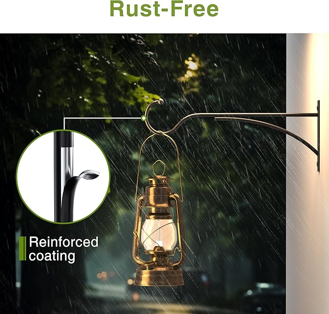 Outdoor Plant Hanging Hooks for Wall: 11 Inch Black Metal Bracket for Hanging Baskets, Bird Feeders, Wind Chimes, Flower Baskets, Yoga Mat, Lanterns. 1 Pack