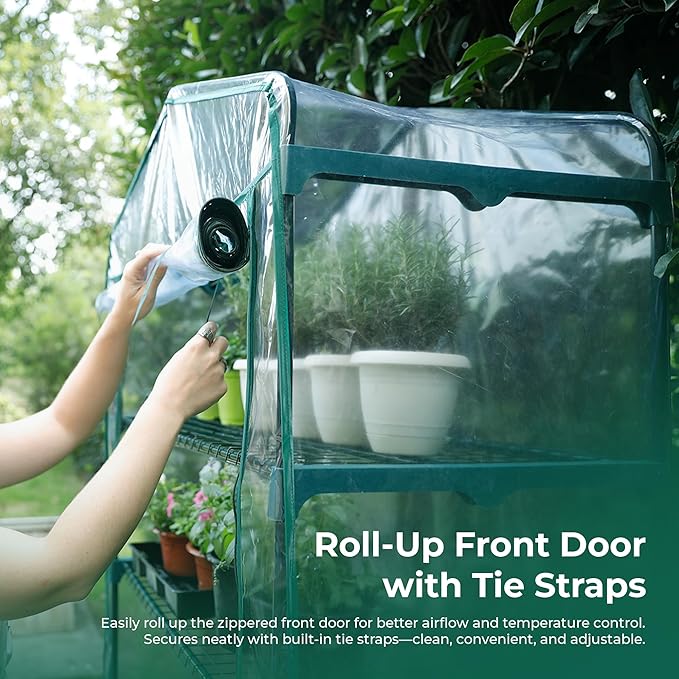 5-Tier Mini Greenhouse 19x40x75 Inch - 40" Wide Portable Plant House with Reinforced PVC Cover, Indoor/Outdoor Gardening Shelves for Wheatgrass, Herbs & Seedlings