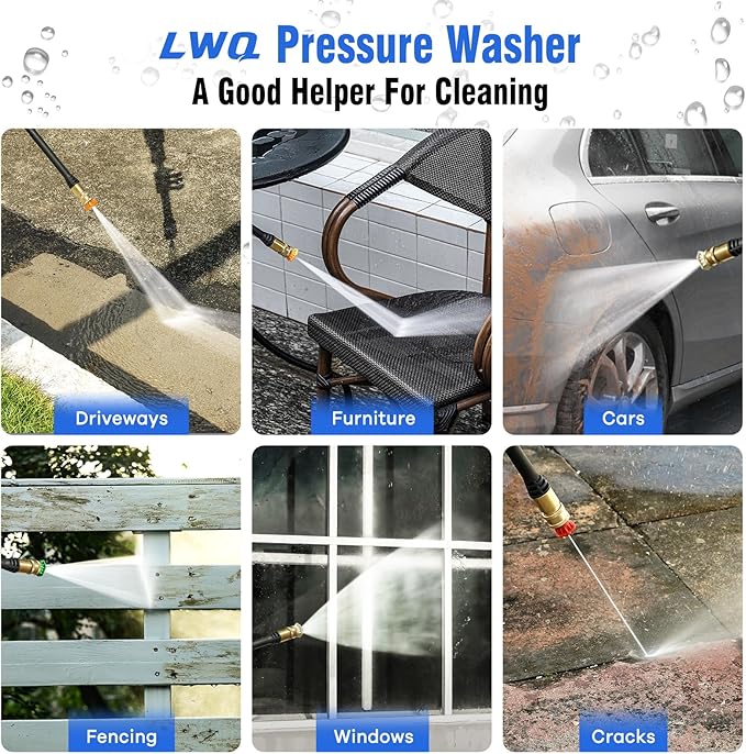 Pressure Washer, Power Washer with 4 Quick Connect Nozzles, High Pressure Cleaning Machine with Foam Cannon for Cars/Fences/Driveways/Patios/Home Cleaning, Blue