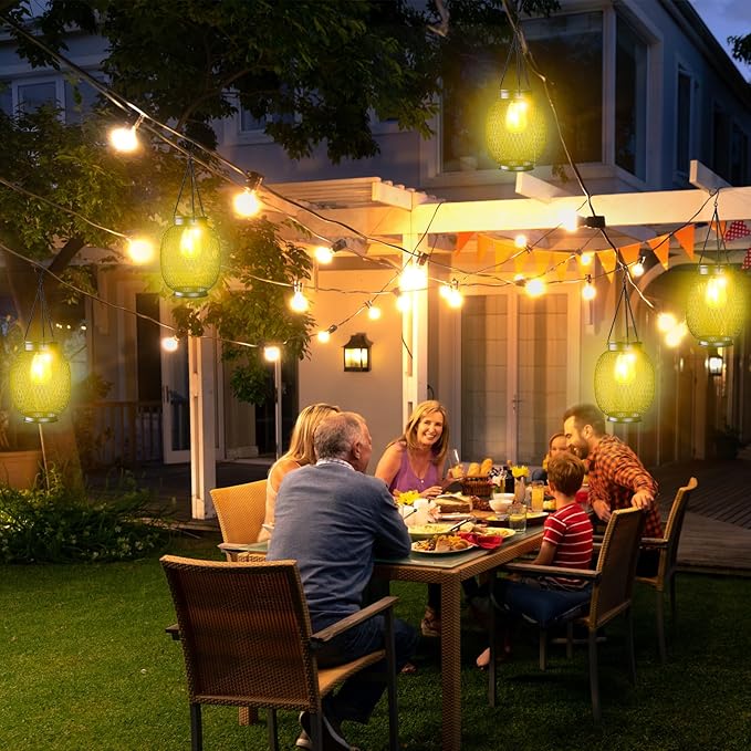 Solar Lanterns Outdoor Waterproof, 2 Pack Vintage Metal Solar Hanging Lanterns Outdoor with Hooks Solar Garden Decoration Lights Solar Lights Outdoor for Patio Balcony Yard Lawn, Black