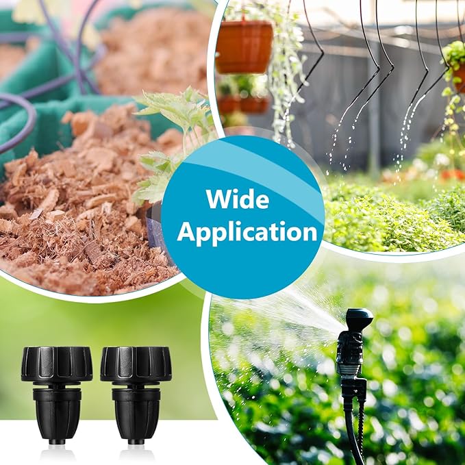 Retisee 12 Pcs 3/8 Inch Drip Irrigation Hose Connectors, 3/4" to 3/8" Drip Irrigation Adapter, Faucet to Hose Adapter, Plastic 3/4 Inch Garden Faucet Adapter with 12 Washers for Garden Irrigation