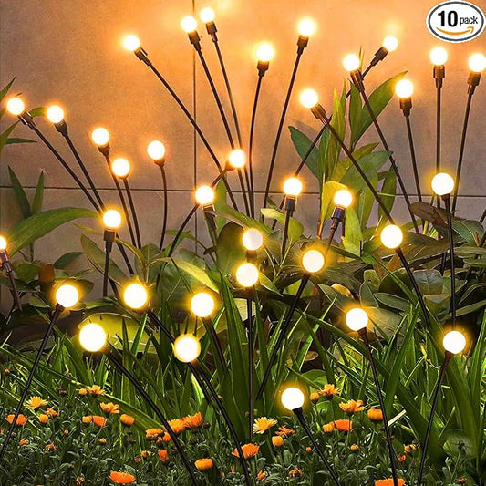 Solar Garden Lights Outdoor, 10 Pack 60 LED Solar Firefly Lights, Swaying Waterproof Garden Decor for Yard Patio Pathway Lawn Gardening Gifts