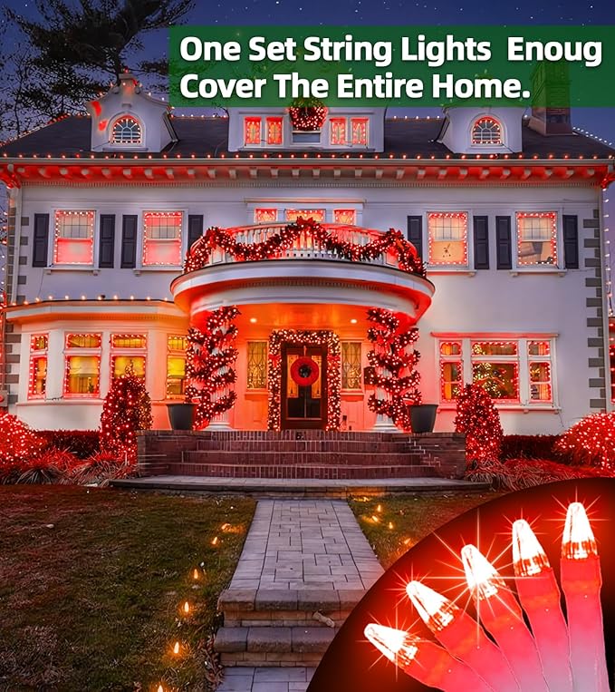 750 LED 246FT Christmas Lights Outdoor, Super Long Waterproof Christmas String Lights with 8 Modes, Christmas Tree Lights with Timer Memory for Fence Garden Xmas Wedding Party Decor Red