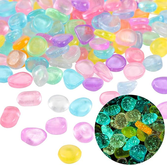 OSOPOLA 150 PCS Glow in The Dark Rocks - Mix Color Luminous Stones Fish Tank Accessories DIY Decor Pebbles for Fairy Garden Yard FD05MX150B