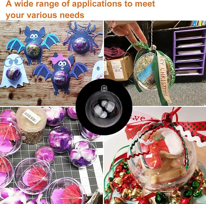 80 Pcs 2.76 Inch Clear Acrylic Fillable Balls, Christmas DIY Fillable Ornaments Balls, Acrylic Ornaments Ball for Christmas, Holidays, Weddings, Parties, and Home Decor