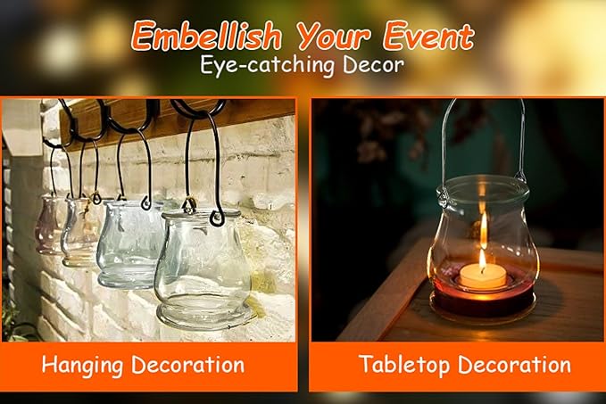 8PCS Hanging Glass Candle Holder: Hanging Glass Vase Air Plant Succulent Vase Hanger Plant Terrariums Orbs Air s for Party Wedding Centerpiece