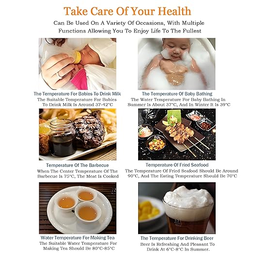 Meat Thermometer - Digital Food Thermometer for Cooking Kitchen - Automatic Calibration Pen Style Electronic Pocket Thermometer for Water Temperature, Barbecue (Yellow)