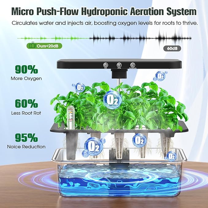 Hydroponics Growing System Indoor Garden - Herb Garden with Grow Light, 15 Pods Stainless Steel Indoor Garden Kit, Auto Timer, Gardening Gift for All Ages