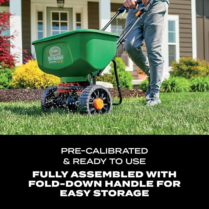 Scotts Turf Builder EdgeGuard DLX Broadcast Spreader for Seed, Fertilizer, Salt, Ice Melt, Holds up to 15,000 sq.ft. Product