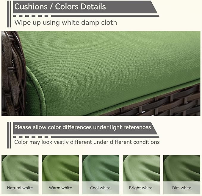 Outdoor Swivel Rocker Patio Chairs Set of 2 - Outdoor Wicker Patio Conversation Sets 2 Pieces with Olefin Fabric Cushions Suitable for Backyard Deck and Porch, Green