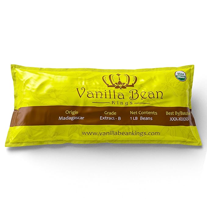 1 LB Organic Madagascar Vanilla Beans - Whole Extract Grade B Pods for Baking, Homemade Extract, Brewing, Coffee, Cooking - 16 Ounces