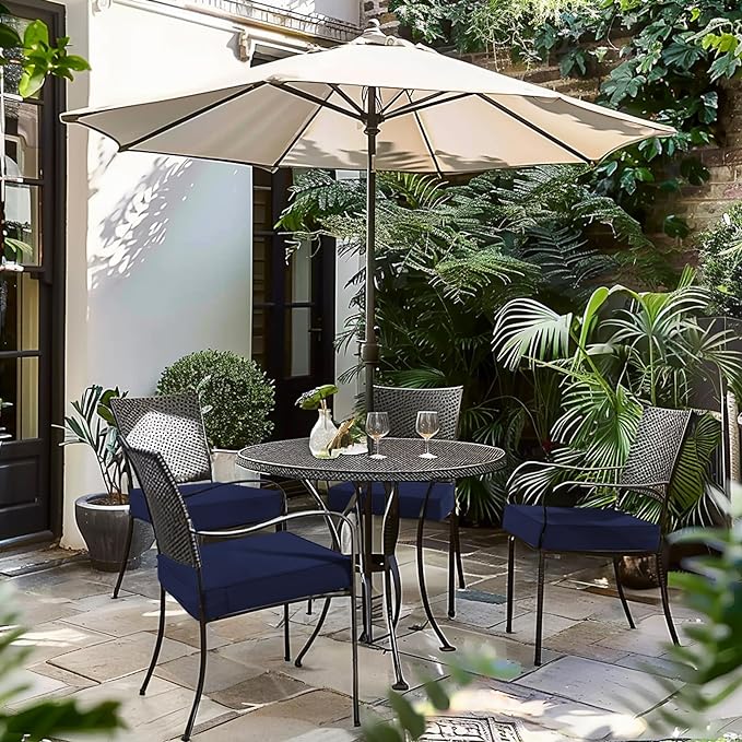 Favoyard Patio Chair Cushions 19 x 19 x 3 Inch Waterproof Outdoor Seat Cushions for Patio Furniture 3-Year Color Fastness Garden Sofa Couch Pads with Handle & Adjustable Straps Set of 2, Blue