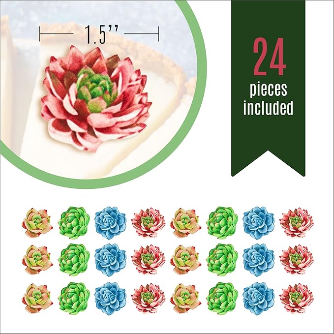 Edible Wafer Succulents - Cake and Cupcake Toppers, Decoration Premium Crafted in the USA