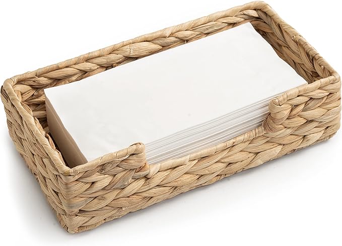 CLAYNIX Rattan Napkin Holders for Table, Napkins Holder For Paper Napkins, Kitchen Luncheon Paper on Boho Dining Countertop - Rectangle