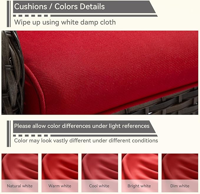 Outdoor Swivel Rocker Patio Chairs Set of 2 - Outdoor Wicker Patio Conversation Sets 2 Pieces with Olefin Fabric Cushions Suitable for Backyard Deck and Porch, Red