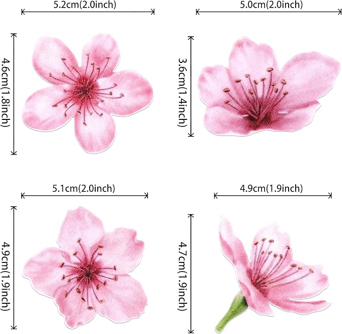 40 PCS Edible Cherry Blossoms Cupcake Toppers Edible Cherry Blossoms Flowers Cake Decorations Wafer Paper Flowers Cupcake Topper for Baby Shower Wedding Birthday Party Decorations Supplies Colorful