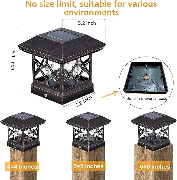 TWINSLUXES Solar Cap Lights Outdoor - Waterproof LED Fence Solar Lights for 3.5x3.5/4x4/5x5 Wood Posts in Patio, Deck or Garden Decoration