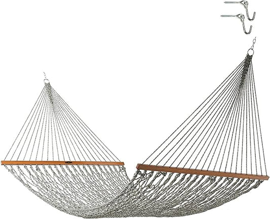 Original Pawleys Island 14DCOTG Deluxe Green Oatmeal Heirloom Tweed DURACORD Rope Hammock with Extension Chains & Tree Hooks, Handcrafted in The USA, 450 LB Weight Capacity, 13 ft. x 60 in.