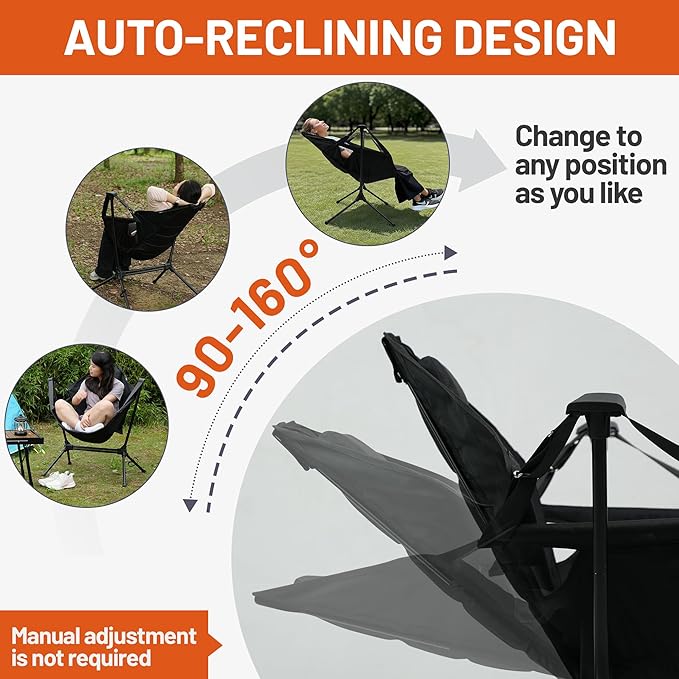 Himalaya Hammock Camping Chair, Swinging Portable Folding Camp Chairs for Adults Heavy Duty Foldable Oversized Rocker with Aluminum Alloy Frame for Outdoor Lawn，Backyard，Beach and Patio Sport