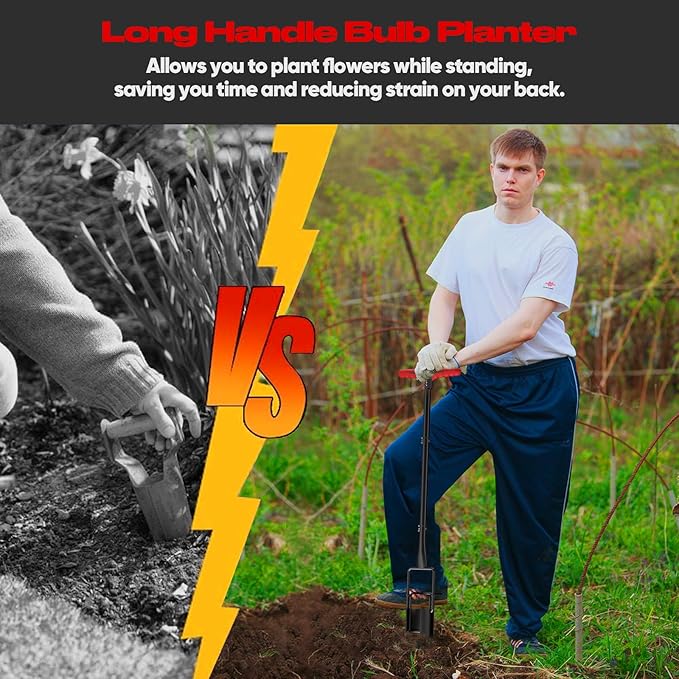 Long Handle Bulb Planter Tool, Standing Gardening Bulb Transplanter, Turf Remover Lawn Inserter - for Digging Holes