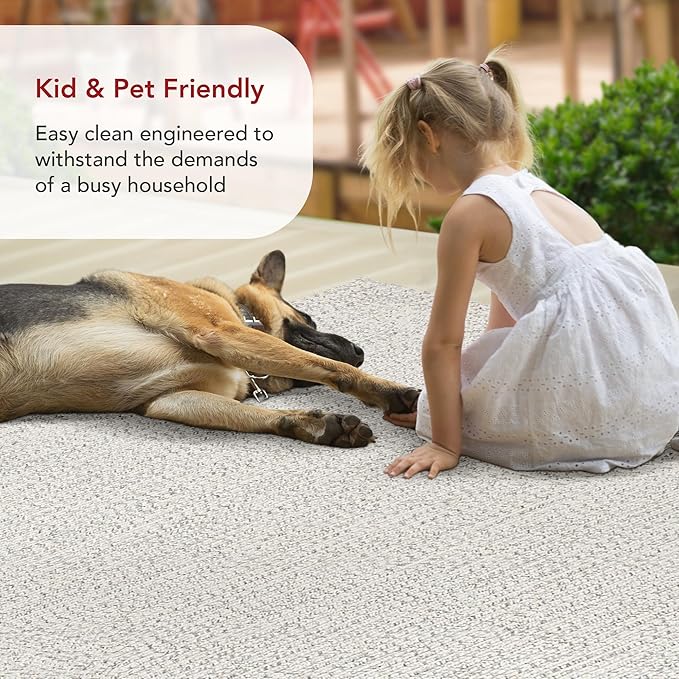 nuLOOM 2' x 6' Solid Hand Braided Indoor/Outdoor Area Rug, Pet-Friendly, High Traffic, Weather Resistant, for Patio, Balcony, Bedroom, Living, Dining Room, Wynn Ivory