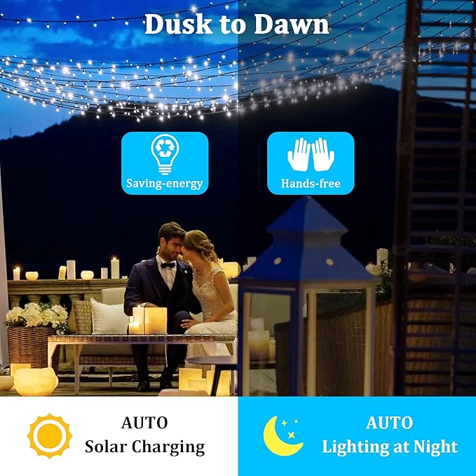 2-Pack 200FT Solar String Lights for Outside, 600 LED Extra-Bright Solar Light Outdoor with 19 Modes & Timer, Waterproof Fairy Solar Lights for Garden Patio Tree Christmas Decorations (Cool White)