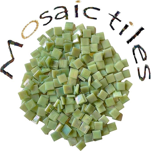 SMEIINIK 1.1lb Bulk Single Iridescent Color Mosaic Tiles for Crafts, Glass Mosaic Pieces for Mosaic Puzzles, Mosaic Making Supplies(WJ21-13)