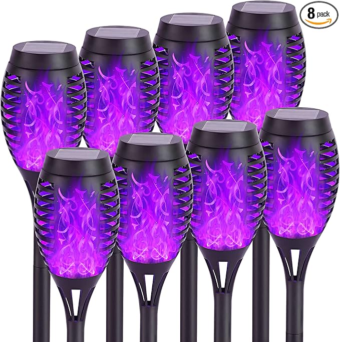 Solar Lights Outdoor, 8Pack Solar Torch Light with Flickering Flame for Garden Decor, Waterproof Outdoor Lighting Landscape, LED Flame Torches for Outside Patio Pathway Yard Decorations