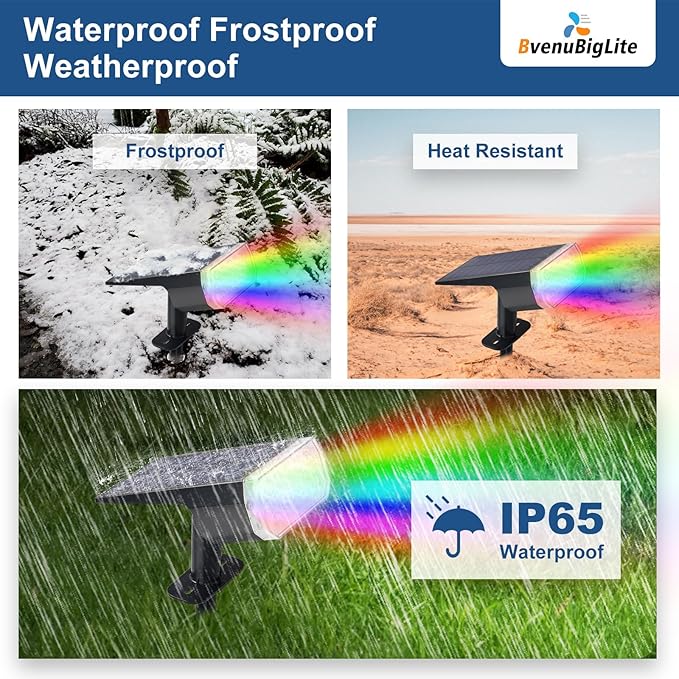 Solar Lights Outdoor Waterproof: IP65 Multicolor Led Spot Light Decorations for Garden - 7 Color Changings Solar Powered for Yard - Dust to Dawn Landscape Lighting Patios Pathway 4PC RGB