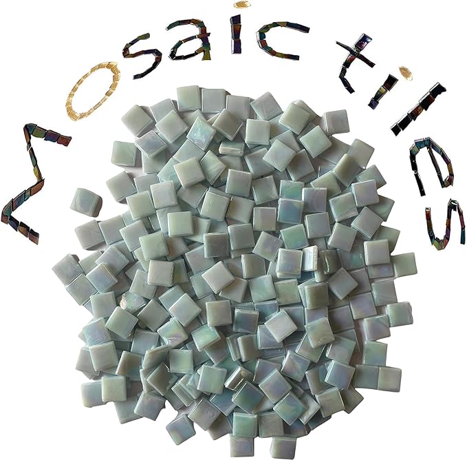 SMEIINIK 1.1lb Bulk Single Iridescent Color Mosaic Tiles for Crafts, Glass Mosaic Pieces for Mosaic Puzzles, Stained Glass Tiles for Mosaic DIY, Mosaic Making Supplies(WJ11-17)