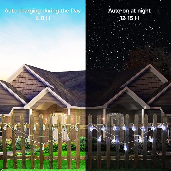 Solar Outdoor String Lights, 2 Pack 20Ft Vintage Rope Hemp Solar Patio Lights, Waterproof White Solar Powered String Lights With 8 Modes 16 Shatterproof Bulbs for Garden Stairs Balcony Café Bistro