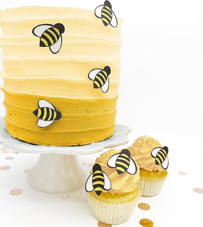Sugar Robot - Edible Bees for cake decorations - Small Size - Edible bumblebee cake decorations - Premium Crafted - Made in the USA Cake -Set of 24 (Bumble Bees)