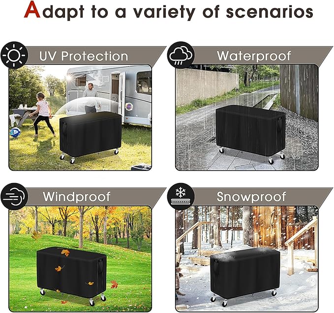 Outdoor Prep Table Cover, Plastic Utility Cart Cover for ELAFROS 550 lbs - 2 Tier Service Cart Waterproof Grill Carts Covers Rolling Tool Box Covering - 36" L x 18" W x 31" H