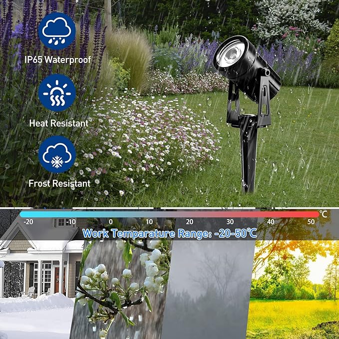 T-SUNUS Halloween Solar Landscape Spotlights, Garden Spot Light IP65 Waterproof 9.8ft Cable, 2000mAh Separated Panel, Auto On/Off for Christmas Tree Flag Driveway Pathway Pool Area Warm White 3000K