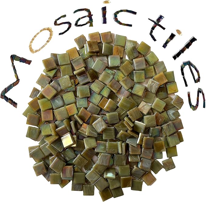 SMEIINIK 1.1lb Bulk Single Iridescent Color Mosaic Tiles for Crafts, Glass Mosaic Pieces for Mosaic Puzzles, Stained Glass Tiles,Mosaic Making Supplies(CWJ07-4)