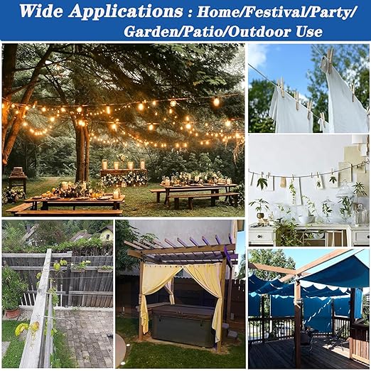 1/8" Wire Rope Kit with M5 Turnbuckles - 164FT Vinyl Coated Stainless Steel Cable, 7x7 Braided Strands Aircraft Cable for Climbing Plants, Outdoor String Lights Hanging