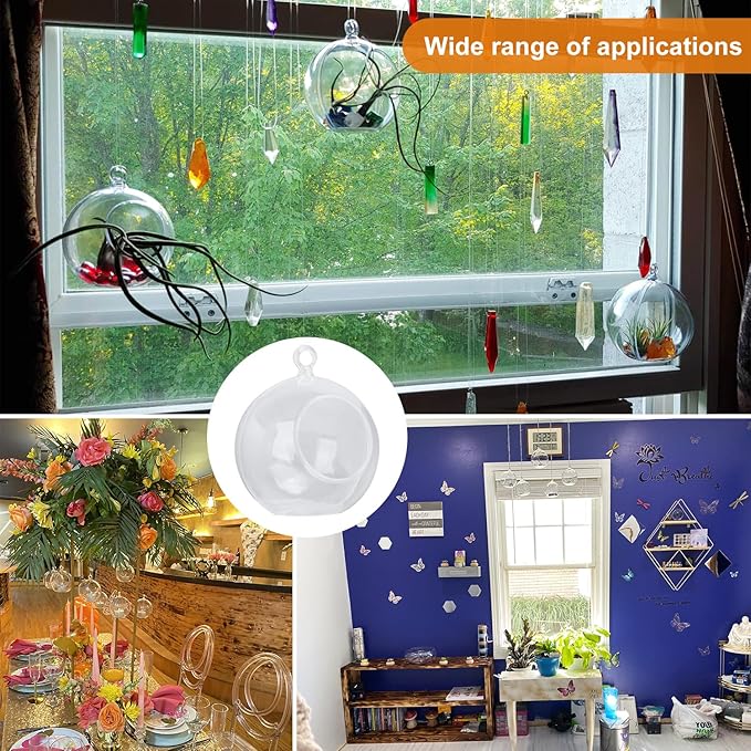 40 Pcs 4 Inch Hanging Acrylic Globes Orbs, Clear Ornaments Balls, Tealight Candle Holder for Wedding, Christmas, Party, Centerpiece Accessory and Home Decor by KUKLIPJIM.
