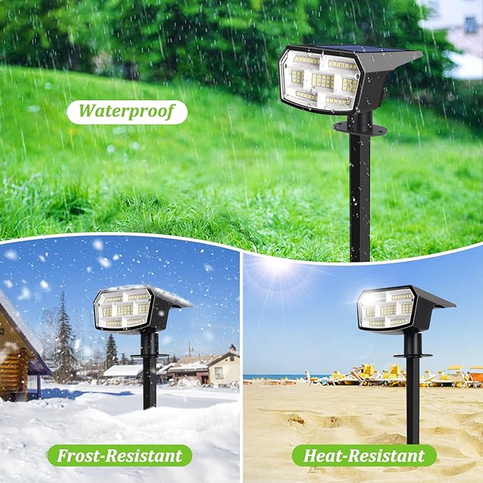 8-Pack Solar Spot Lights Outdoor, 59 LED Solar Lights Outdoor Waterproof, Outdoor Solar Lights for Yard with 3 Lighting Modes, Landscape Spotlights for Garden Pathway Driveway Walkway