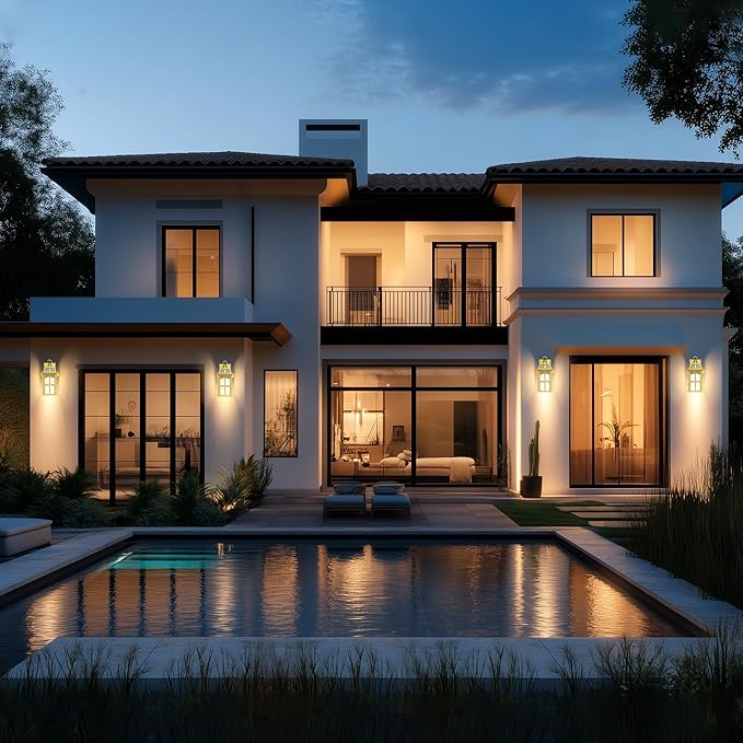 WIHTU Outdoor Wall Lantern, Porch Lights with Glass Shade, Waterproof Sconce Light, Aluminum Exterior Lighting Fixture, Anti-Rust Front Door Outdoor Lights for House, Gold