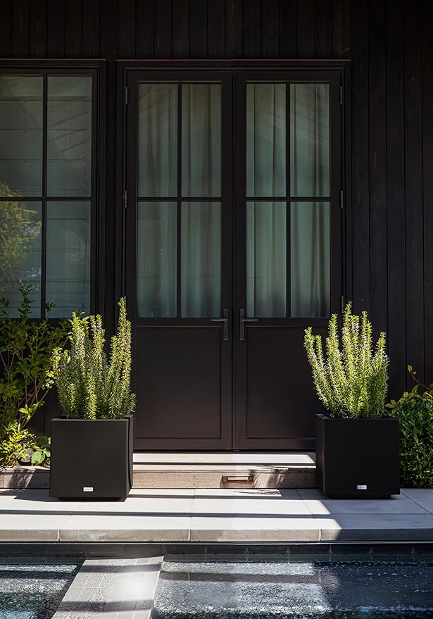 Veradek Block Series Cube Plastic Planter - Large Square Planter for Indoor or Outdoor Patio/Garden | Durable All-Weather Use with Drainage Holes | Modern Décor for Tall Plants, Trees, Flowers