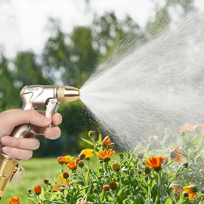 Metal Garden Hose Nozzle Spray - Heavy Duty 4 Spray Patterns 360° Rotating, Ergonomic Handle, Leak-Proof Fit for Watering, Cleaning, Car Wash(Upgrade nozzle)