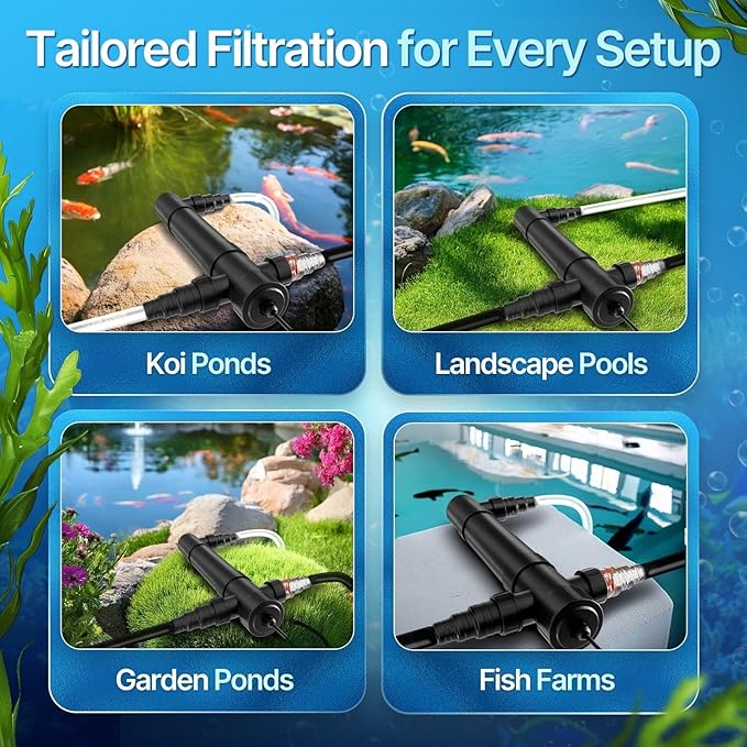 Flexzion Pond UV Lights for Outdoor Ponds - 36W Large Light, 9246-Gal Capacity, 4500L/H UV Pond Clarifier for Outdoor Ponds, Clears Water in Days (CUV-136)