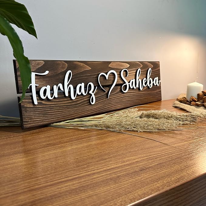 Personalized Wooden Couples Name Sign, Valentine's Day Gifts for Couples, Custom Engagement Gifts, Rustic Wall Decor, Wedding Gifts for Wife, 3D Pallet Sign