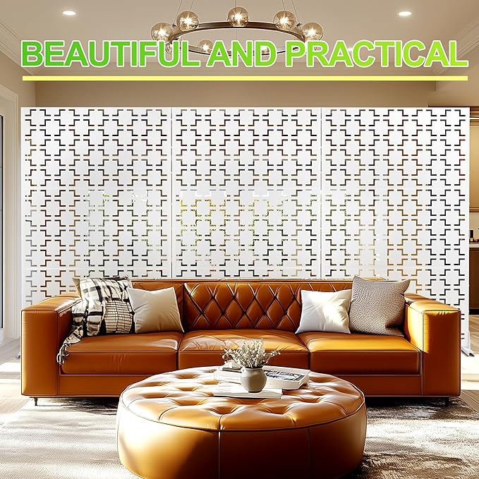 Outdoor Privacy Screen,72" H×47" W Metal Privacy Screen, Freestanding Privacy Fence Panels for Patio