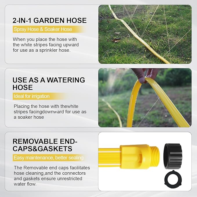 4-Pack Sprinkler Hose with Holes 25 ft – Flexible Sprinkler Soaker Hose for Lawn & Garden, 100 ft Drip Irrigation System, Ideal for Yard Watering & Plant Care (25 ft x 4)